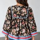  Midnight Bloom Tie-Neck Blouse