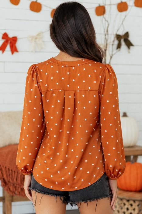 Cocoa Dot V-Neck Blouse