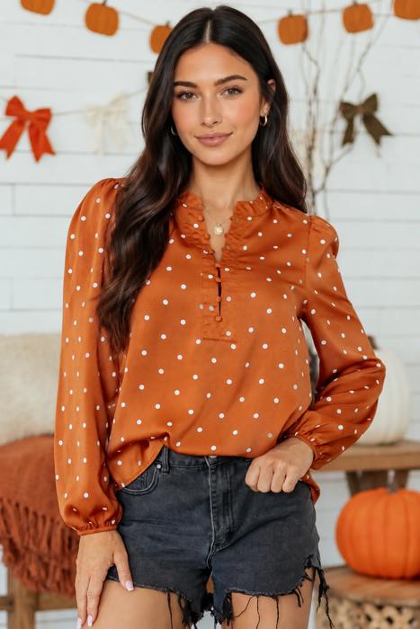 Cocoa Dot V-Neck Blouse