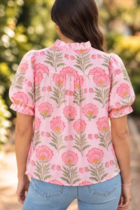 Pink Blossom Ruffle Shirt