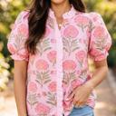 Pink Large Pink Blossom Ruffle Shirt