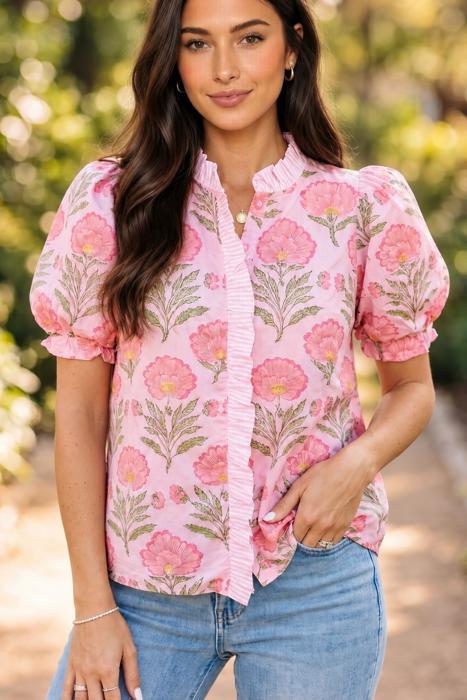 Pink Blossom Ruffle Shirt