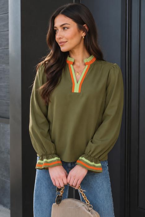 Clover Stripe Ruffle Blouse