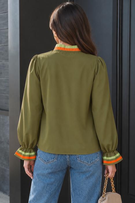 Clover Stripe Ruffle Blouse