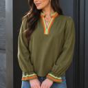 Green Large Clover Stripe Ruffle Blouse