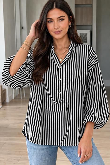 Midnight Stripe Button-Up