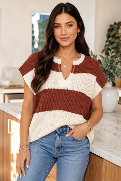 Canyon Stripe V-Neck Sweater