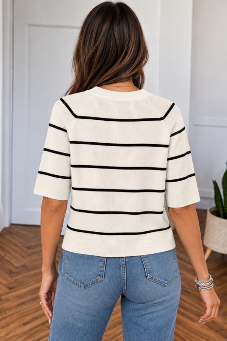 Seaside Stripe Ribbed Sweater Tee