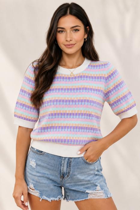 Violet Horizon Stripe Sweater