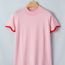  Pink Ribbon Wavy Trim Sweater
