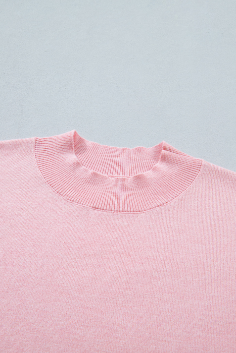 Pink Ribbon Wavy Trim Sweater