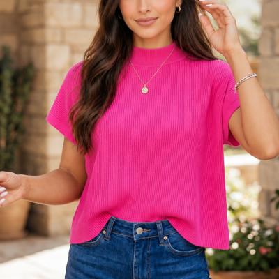 Berry Blush Ribbed Mock Neck Sweater