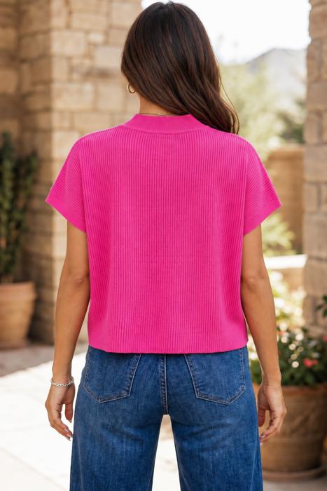 Berry Blush Ribbed Mock Neck Sweater