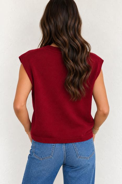 Red Ember Cap Sleeve Sweater