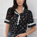  Midnight Wildflower Ruffle Shirt