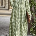  Button Front Tiered Midi Dress