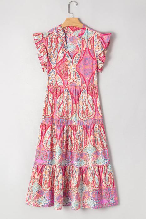 Sunset Paisley Breeze Midi Dress