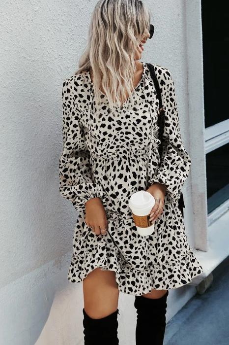 SALE!  Last Piece - Size S - Abstract Dots Long Sleeve Dress