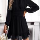  Mock Neck Ruched Belt Dress