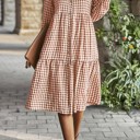  Button Front Tiered Midi Dress