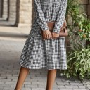  Button Front Tiered Midi Dress