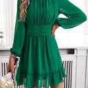  Mock Neck Ruched Belt Dress