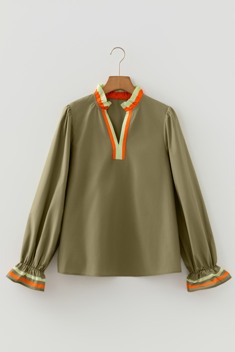 Clover Stripe Ruffle Blouse