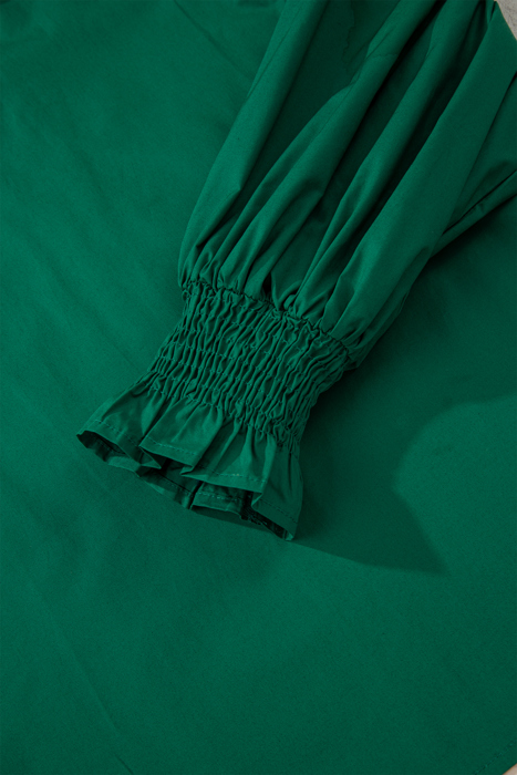 Evergreen Leopard Trim Blouse