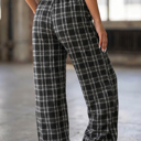  French Plaid Wide Leg Pants