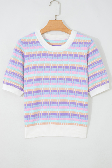Violet Horizon Stripe Sweater