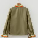  Clover Stripe Ruffle Blouse