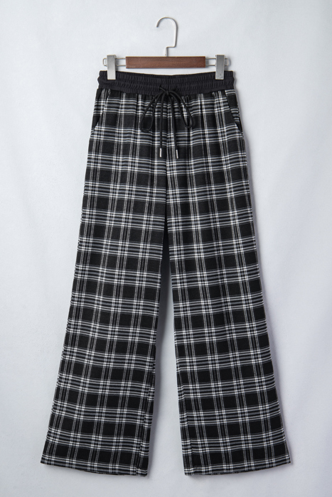 French Plaid Wide Leg Pants