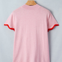  Pink Ribbon Wavy Trim Sweater
