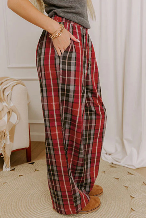 Cozy Plaid Pocket Pants