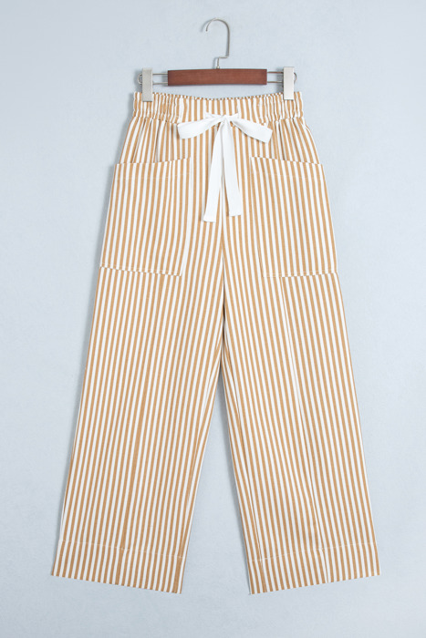Apricot Stripe Drawstring Pants