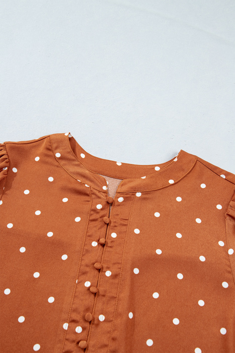 Cocoa Dot V-Neck Blouse