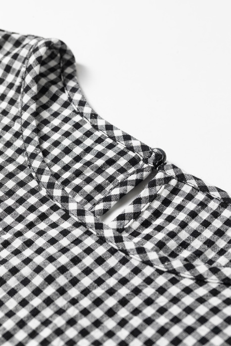 Midnight Plaid Shirred Blouse