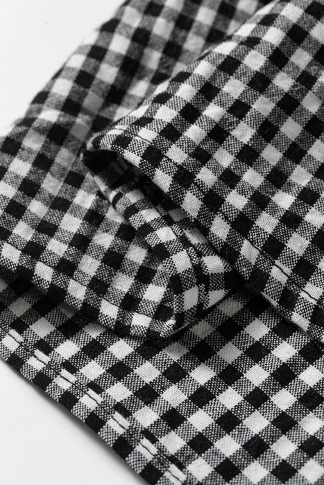 Midnight Plaid Shirred Blouse