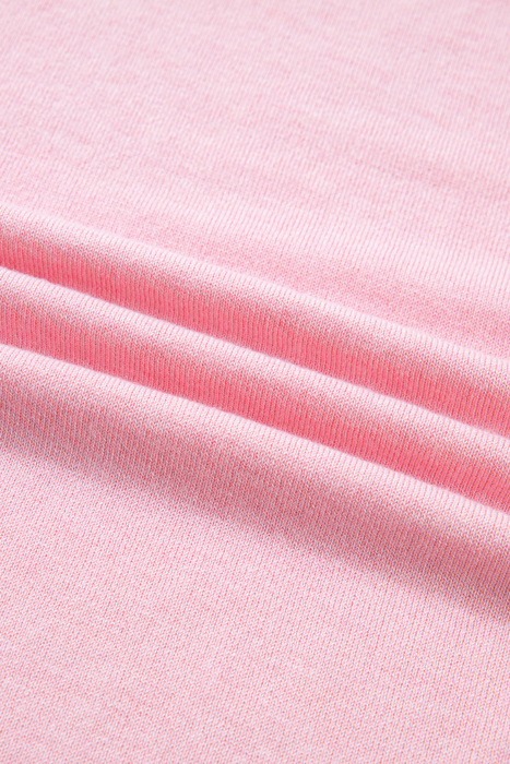 Pink Ribbon Wavy Trim Sweater
