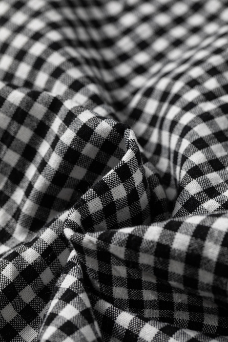 Midnight Plaid Shirred Blouse