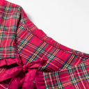  Scarlet Plaid Tie-Neck Blouse