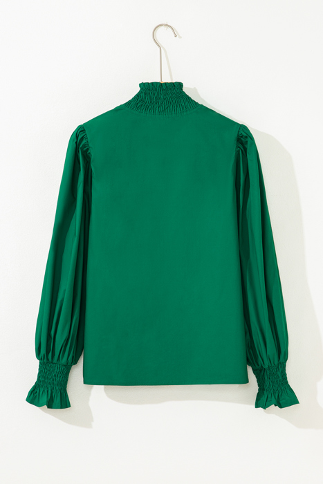 Evergreen Leopard Trim Blouse