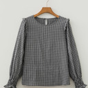  Midnight Plaid Shirred Blouse