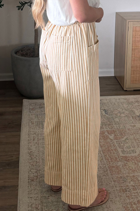 Apricot Stripe Drawstring Pants