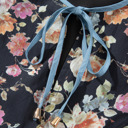  Midnight Bloom Tie-Neck Blouse