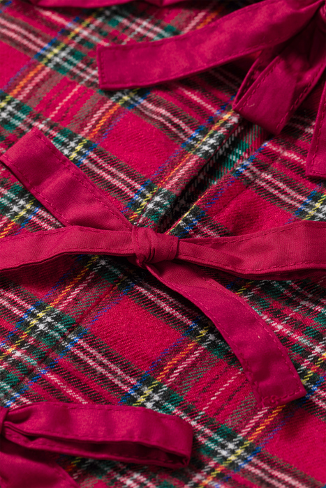 Scarlet Plaid Tie-Neck Blouse