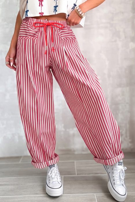 Red Stripe Relaxed Pants