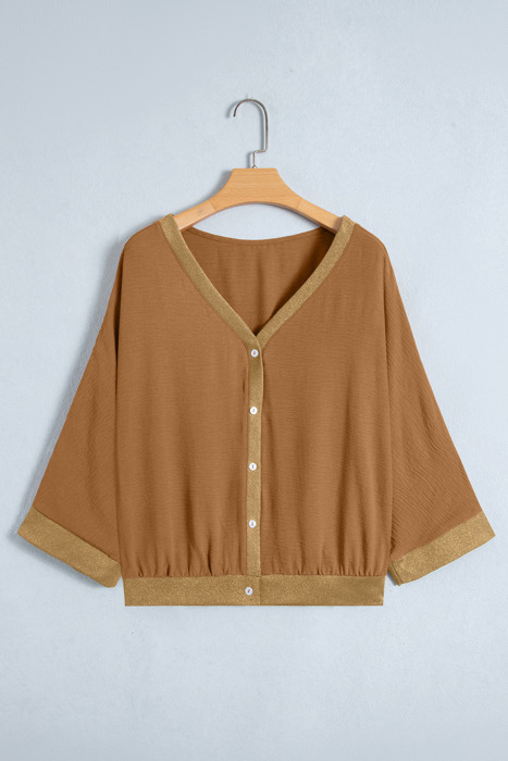 Midnight Glimmer V-Neck Blouse