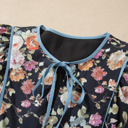  Midnight Bloom Tie-Neck Blouse