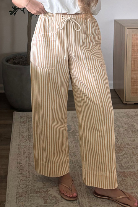 Apricot Stripe Drawstring Pants